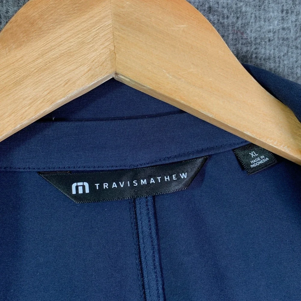 Travis Mathew Blazer Jacket Men XL Stretch Knit Navy Sport Coat Unlined Modern